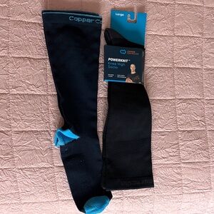 Black and Blue Knee High Compression Socks